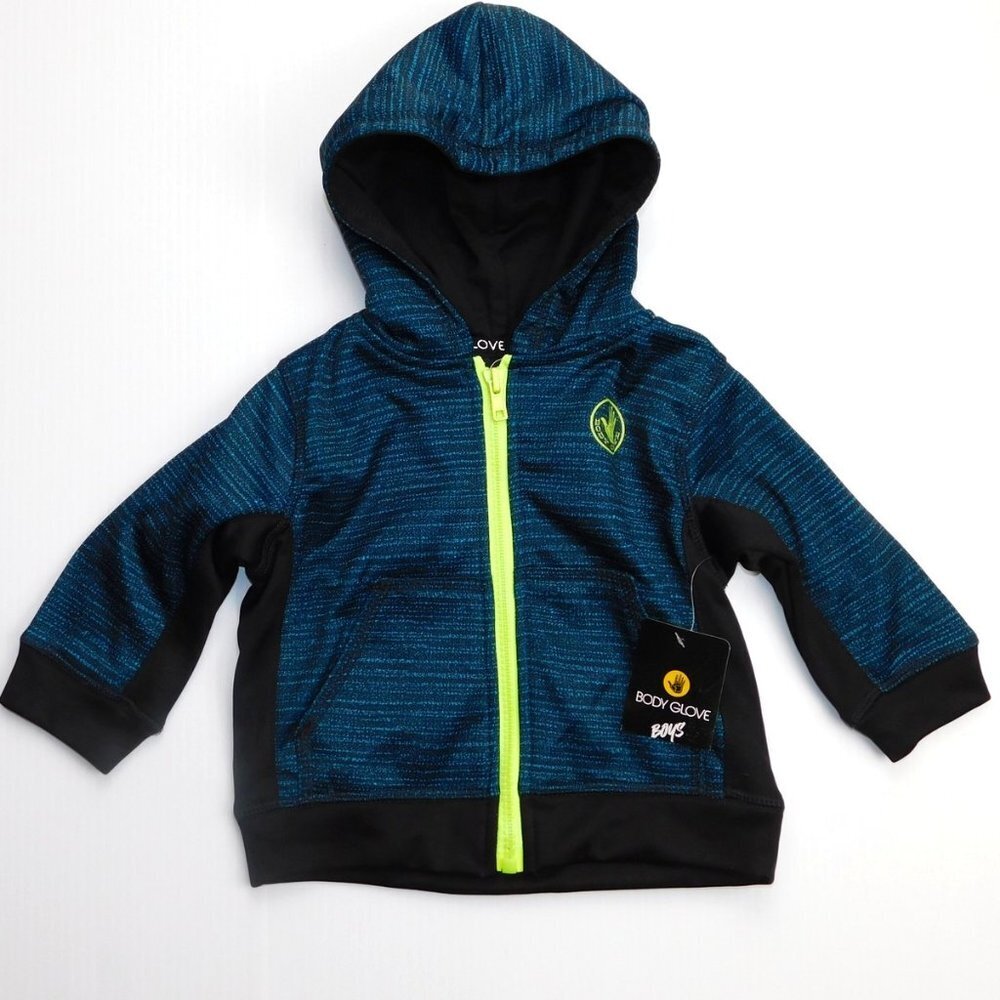 Body Glove Blue Striped Full Zip Hoodie Track Jacket Baby Boys 12 Months NEW